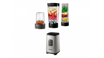 Philips Mini Blender | HR2604/80 Daily Collection | Tabletop | 350 W | Jar material Plastic/Glass | Jar capacity 0.6+0.6 L | Ice crushing | Pearl metal