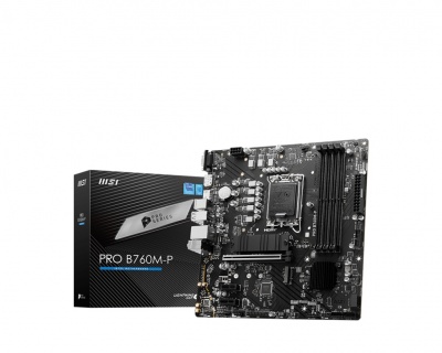 MSI | PRO B760M-P | Processor family Intel | Processor socket  LGA1700 | DDR5 DIMM | Memory slots 4 | Supported hard disk drive interfaces 	SATA, M.2 | Number of SATA connectors 4 | Chipset Intel B760 | mATX