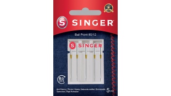 Singer | Ball Point Needle 80/12 5PK for Knit Fabrics