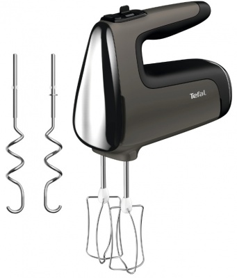 TEFAL | HT650E38 PowerMix Silence | Hand Mixer | 600 W | Number of speeds 5 | Turbo mode | Black/Grey