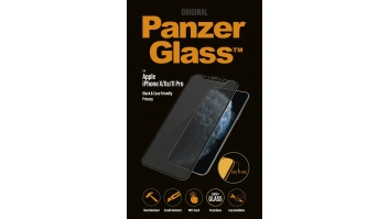 PanzerGlass | P2666 | Screen protector | Apple | iPhone X/Xs/11 Pro | Tempered glass | Black | Confidentiality filter; Full frame coverage; Anti-shatter film (holds the glass together and protects against glass shards in case of breakage); Case Friendly –