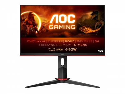 AOC | Curved Gaming Monitor | C24G2AE/BK | 23.6 " | VA | FHD | 16:9 | 165 Hz | 1 ms | 1920×1080 | 250 cd/m² | HDMI ports quantity 2 | Black/Red | Warranty 36 month(s)