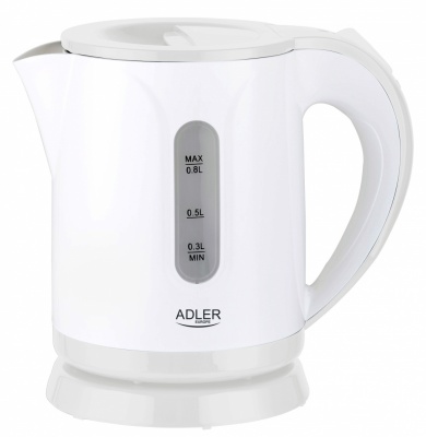 Adler | Kettle | AD 1371w | Electric | 850 W | 0.8 L | Stainless steel/Polypropylene | 360° rotational base | White