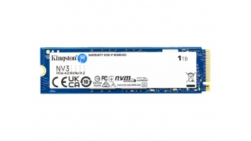 Kingston SSD | NV3 | 1000 GB | SSD form factor M.2 2280 | Solid-state drive interface PCIe NVMe Gen 4.0 (x4) | Read speed 6000 MB/s | Write speed 4000 MB/s