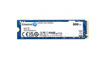 Kingston SSD | NV3 | 500 GB | SSD form factor M.2 2280 | Solid-state drive interface PCIe NVMe Gen 4.0 (x4) | Read speed 5000 MB/s | Write speed 3000 MB/s