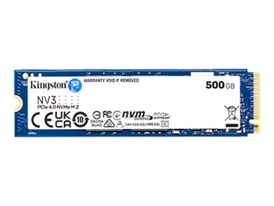 Kingston SSD | NV3 | 500 GB | SSD form factor M.2 2280 | Solid-state drive interface PCIe NVMe Gen 4.0 (x4) | Read speed 5000 MB/s | Write speed 3000 MB/s