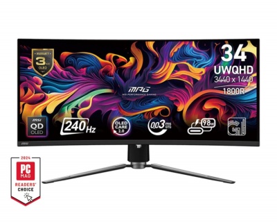 Monitor|MSI|34"|Gaming/Curved/21 : 9|Panel QD-OLED|3440x1440|240|Matte|0.03 ms|Swivel|Height adjustable|Tilt|Colour Black|MPG341CQPXQD-OLED