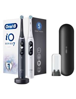 Oral-B Electric toothbrush | iO 7 Duo Pack | Rechargeable | For adults | Number of brush heads included 2 | Number of teeth brushing modes 5 | White/Black Onyx