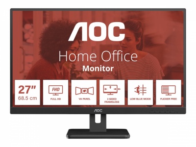 AOC | Monitor | 27E3UM/BK | 27 " | VA | FHD | 16:9 | 4 ms | 300 cd/m² | HDMI ports quantity 1 | 75 Hz