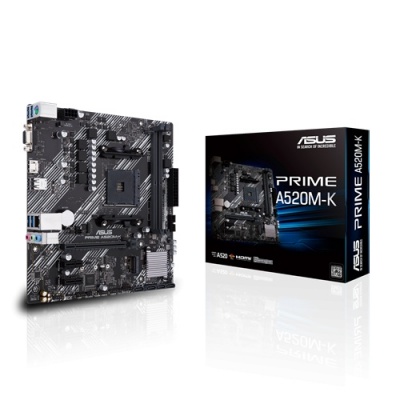 Asus | PRIME A520M-K | Processor family AMD | Processor socket AM4 | DDR4 | Memory slots 2 | Supported hard disk drive interfaces M.2, SATA | Number of SATA connectors 4 | Chipset AMD A | Micro ATX