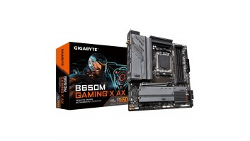 Gigabyte | B650M GAMING X AX 1.1 M/B | Processor family AMD | Processor socket AM5 | DDR5 DIMM | Memory slots 4 | Supported hard disk drive interfaces 	SATA, M.2 | Number of SATA connectors 4 | Chipset B650 | Micro ATX