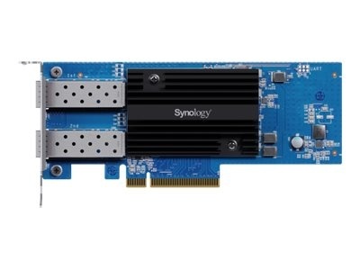 Synology E25G30-F2 Dual-port 25GbE SFP28 add-in card designed to accelerate bandwidth-intensive workflows | Synology E25G30-F2 | 25 GT/s | PCIe 3.0 x8