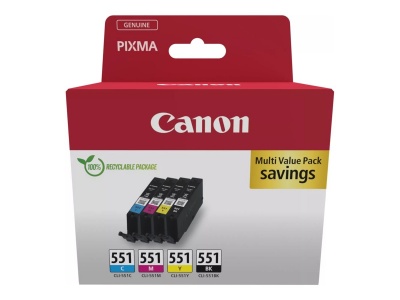 Canon Cartridges | CLI-551 BK/C/M/Y Multipack | Ink | Black, yellow, cyan, magenta