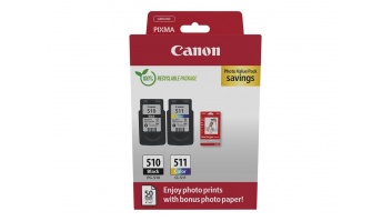 Canon Ink Cartridge + Photo Paper Value Pack | PG-510/CL-511 | Ink cartridge/Paper kit | Colour (cyan, magenta, yellow)