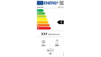 Whirlpool Refrigerator | WQ9 E2L EF | Energy efficiency class E | Free standing | Side by side | Height 187.4 cm | Fridge net capacity 388 L | Freezer net capacity 222 L | Display | 36 dB | Stainless Steel