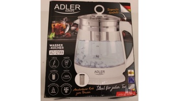 SALE OUT. Adler AD 1299 Kettle with Temperature Control and Tea Infuser, Electric, Power 2200W, Capacity 1.5 L, White | Adler | Kettle | AD 1299 | Electric | 2200 W | 1.5 L | Glass/Stainless steel | 360° rotational base | White | DAMAGED PACKAGING