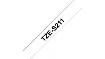 Brother | TZe-S211 Strong Adhesive Laminated Tape | Black on White | TZe | 8 m | 6 cm