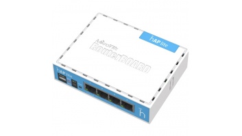 hAP Lite Classic | RB941-2nD | 802.11n | 10/100 Mbit/s | Ethernet LAN (RJ-45) ports 4 | Mesh Support No | MU-MiMO No | No mobile broadband | Antenna type Internal | 1xUSB | 12 month(s)