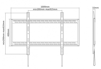 Sunne | Wall Mount | 60-100-LP | 60-100 " | Maximum weight (capacity) 100 kg | Black