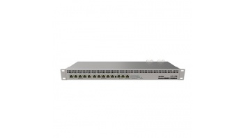 Mikrotik Wired Ethernet Router RB1100AHx4 Dude Edition, 1U Rackmount, Quad core 1.4GHz CPU, 1 GB RAM, 128 MB, 60GB M.2 SSD included, 13xGigabit LAN, 1xSerial console port RS232, 2x SATA3 ports, 2xM.2 slots, PCB Temperature and Voltage Monitor (CAPsMAN, Mo