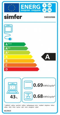 Simfer | Cooker | 5405SERBB | Hob type Gas | Oven type Electric | White | Width 50 cm | Electronic ignition | Depth 60 cm | 43 L