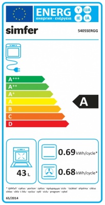 Simfer | Cooker | 5405SERGG | Hob type Gas | Oven type Electric | Stainless steel | Width 50 cm | Electronic ignition | Depth 60 cm | 43 L
