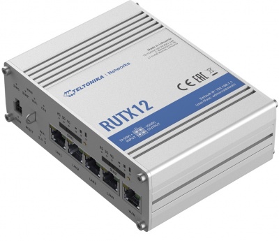 Dual LTE Cat 6 Router | RUTX12 | 802.11ac | 867 Mbit/s | 10/100/1000 Mbit/s | Ethernet LAN (RJ-45) ports 4 | Mesh Support No | MU-MiMO Yes | 4G | Antenna type 4xSMA for LTE, 2xRP-SMA for WiFi, 1xRP-SMA for Bluetooth, 1xSMA for GNNS | 1 x USB A