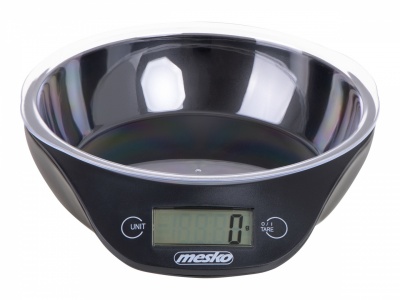 Mesko | Kitchen scale with a bowl | MS 3164 | Maximum weight (capacity) 5 kg | Graduation 1 g | Display type LCD | Black