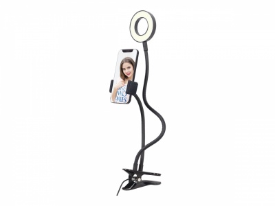 Gembird Selfie ring light with phone holder | Gembird | Selfie ring light with phone holder | LED-RING4-PH-01 | ABS + metal | LED ring diameter: 3.5''. Flexible arms for both phone holder & selfie ring. Practical buttons to change light intensity, color (