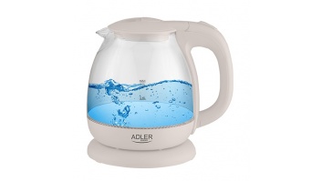 Adler | Kettle | AD 1283C | Electric | 900 W | 1 L | Glass/Stainless steel | 360° rotational base | Cream