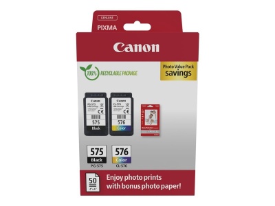 Canon PG-575/CL-576 Ink Cartridge + Photo Paper Value Pack