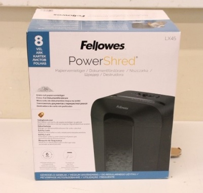 SALE OUT. Fellowes Shredder LX45 black | Cross-Cut | LX45 | Black | Paper shredding | Credit cards shredding | DAMAGED PACKAGING, SCRATCHES ON THE SIDE | Traditional | Warranty 24 month(s)