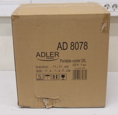 SALE OUT. Adler AD 8078 Portable cooler 28 L | Adler | Portable cooler | AD 8078 | Energy efficiency class F | Chest | Free standing | Height 43.5 cm | Total net capacity 28 L | Grey | DAMAGED PACKAGING, SCRATCHES ON BACK