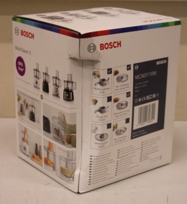 SALE OUT. Bosch MCM3110W Food processor, 800W, Bowl capacity: 2.3L, 2 speed settings, White/Grey | Bosch | Kitchen machine Multi Talent 3 | MCM3110W | 800 W | Number of speeds 2 | Bowl capacity 2,3 L | White | DAMAGED PACKAGING