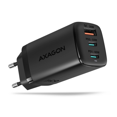 AXAGON GaN wallcharger 3x port (USB-A + 2x USB-C), 65W | ACU-DPQ65