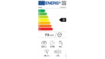 Candy Washing Machine | TCA283D2-S | Energy efficiency class D | Top loading | Washing capacity 8 kg | 1200 RPM | Depth 60 cm | Width 41 cm | Display | Digit | White