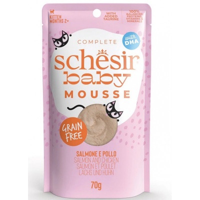 Schesir Baby Mousse Salmon&Chicken, 70g - laša un vistas uzputenis kaķēniem