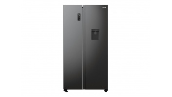 Gorenje Refrigerator | NRR9185EABXLWD | Energy efficiency class E | Free standing | Side by side | Height 178.6 cm | No Frost system | Fridge net capacity 355 L | Freezer net capacity 192 L | Display | 38 dB | Black