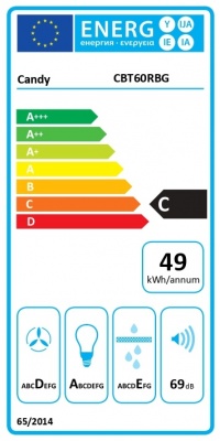 Candy Hood | CBT60RBG | Telescopic | Energy efficiency class C | Width 60 cm | 402 m³/h | Mechanical | LED | Black