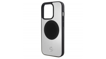 Mercedes MEHMP15L23ACMS iPhone 15 Pro 6.1" Silver Hardcase Leather & Aluminum MagSafe | Mercedes