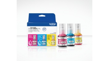 Brother BTD100CLVAL | Multipack Ink Bottles | Magenta, Cyan, Yellow