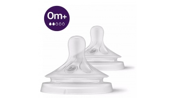 Philips Avent Natural Response barošanas pudeļu silikona knupīši, lēna plūsma, 0M+ (2 gab)