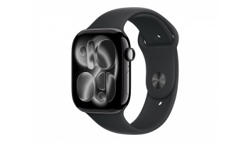 Apple Watch Series 11 GPS + Cellular 46mm Jet Black Aluminium Case with Black Sport Band - S/M | Apple