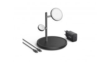 Anker MagGo Wireless Charging Station (15W, 3-in-1 Stand) with cable and charger bundle | Anker