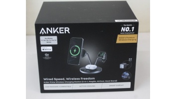 SALE OUT. Anker Prime Wireless Charging Station Qi2.2 25W wireles charging (3-in-1, MagGo, AirCool, Dock Stand) PSU added | UNPACKED, SCRACHED ON SCREEN